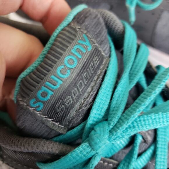 Saucony Womens Sapphire S15220-10 Road‎ Running Shoes Sz 8 Gray Turqouise Hiking - Picture 4 of 12